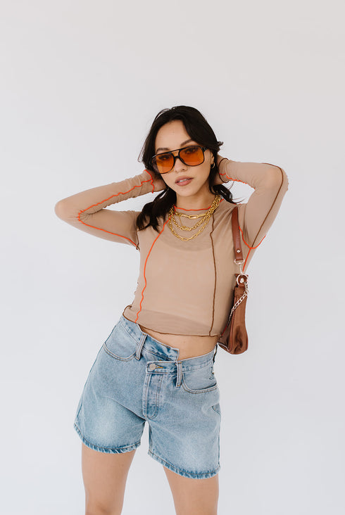 Fast Lane Mesh Top // Tan